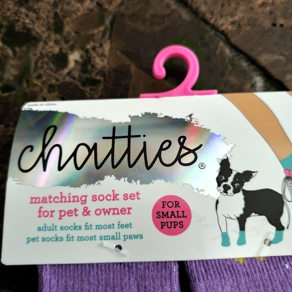 Chatties Matching Small pet & adult crew purple butterfly socks NWT - Picture 4 of 5